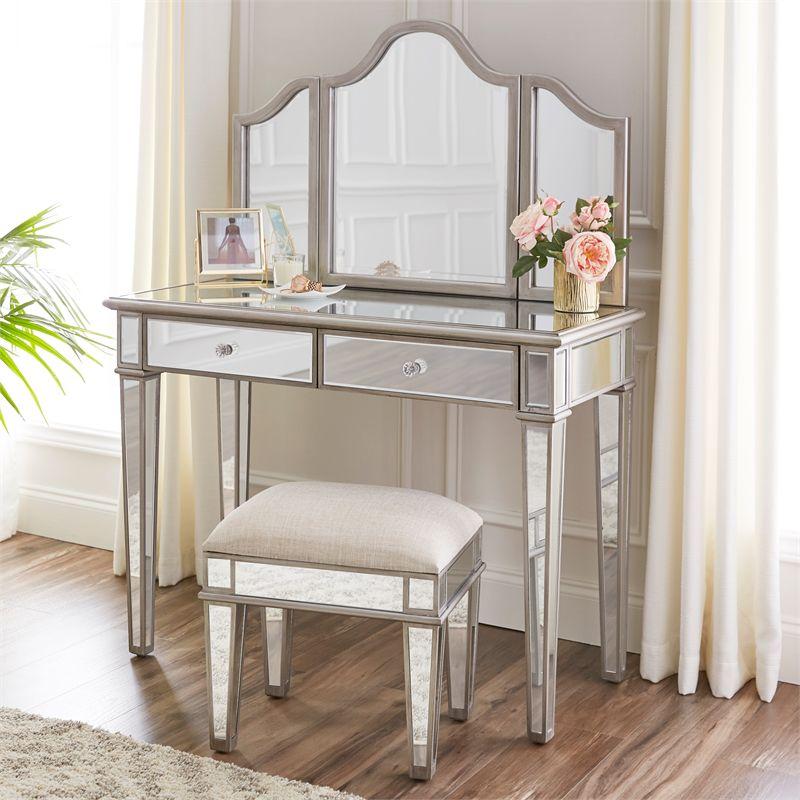 Kalla 2pc Mirrored Vanity Set with Storage