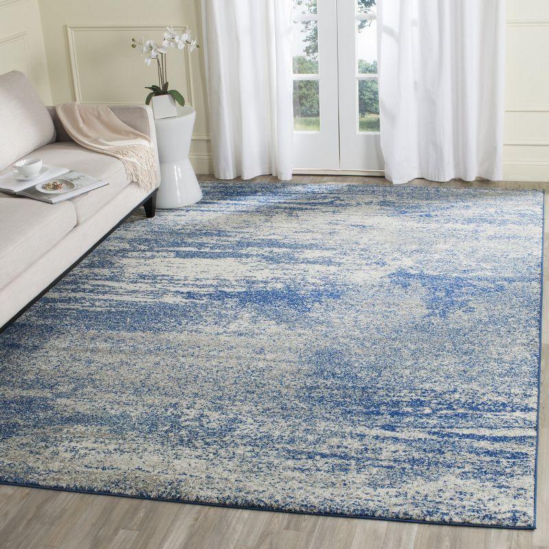 Navy and Ivory Rectangular Easy-Care Synthetic Area Rug