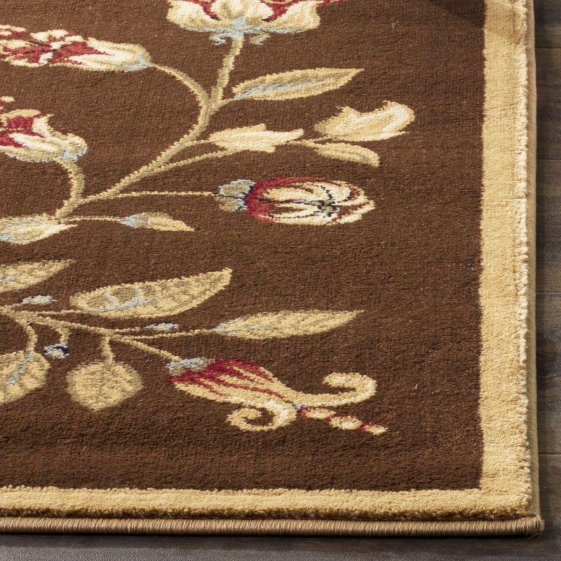 Brown and Multicolor Floral Synthetic Area Rug