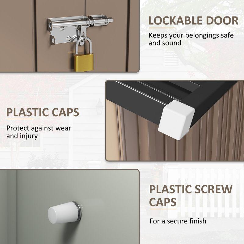 LACOO 8' x 6' Peak-Roof Patio Metal Shed - Brown