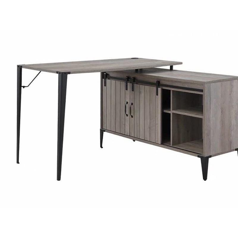 Gray Oak and Black Industrial Chic L-Shaped Desk with Storage