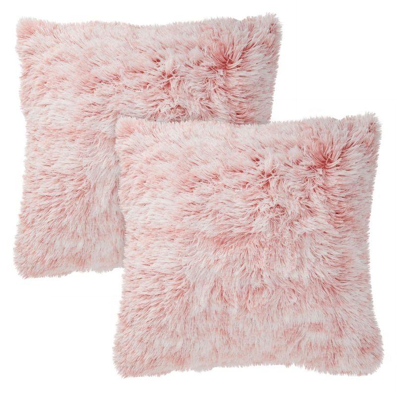 Blush Pink Faux Fur 18x18 Euro Throw Pillow Covers