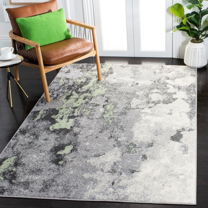 Adirondack Green and Grey Abstract 4' x 6' Area Rug