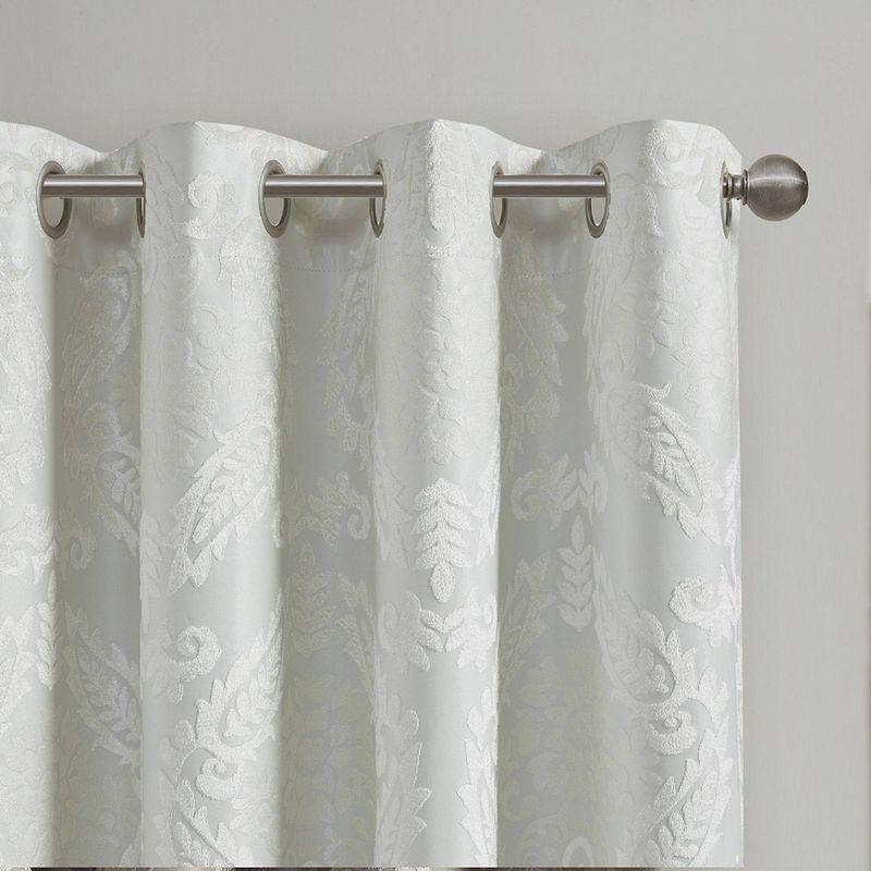 Madison Park Amelia Knitted Jacquard Paisley Total Blackout Grommet Top Single Curtain Panel