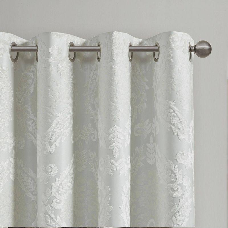 White Polyester Blackout Grommet Curtain Panel