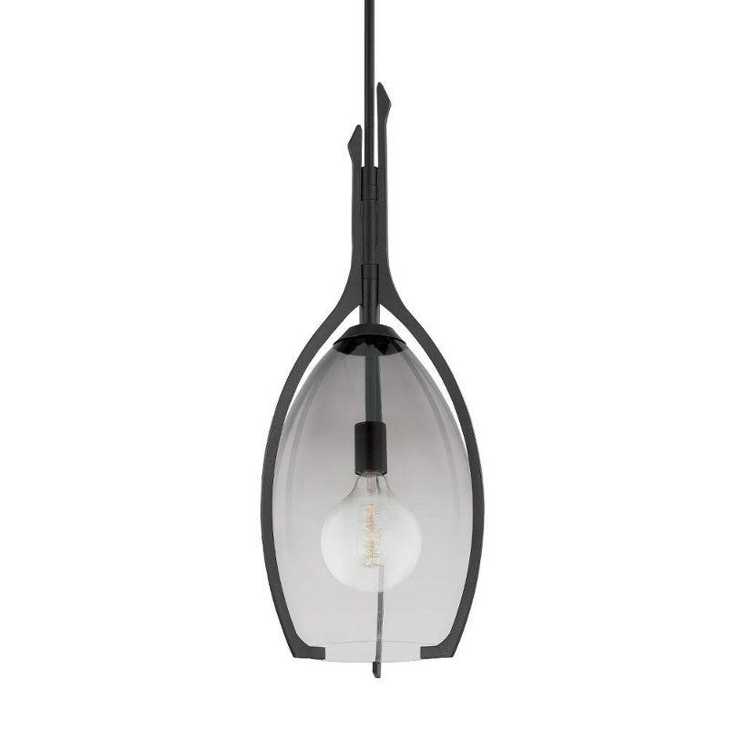 Pacifica Forged Iron and Smoke Glass 1-Light Pendant