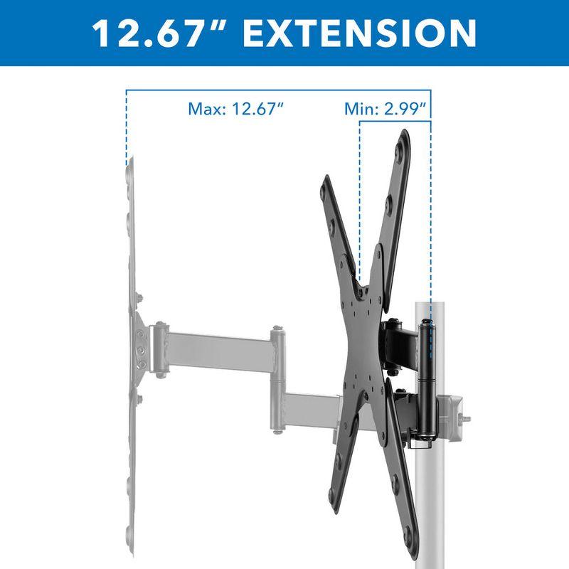 Mount-It! TV Pole Mount, Full Motion Bracket for TVs up to 55 in. | VESA Compatible | Articulating Arm w/ Clamp Mounting Base for Indoor & Outdoor Use