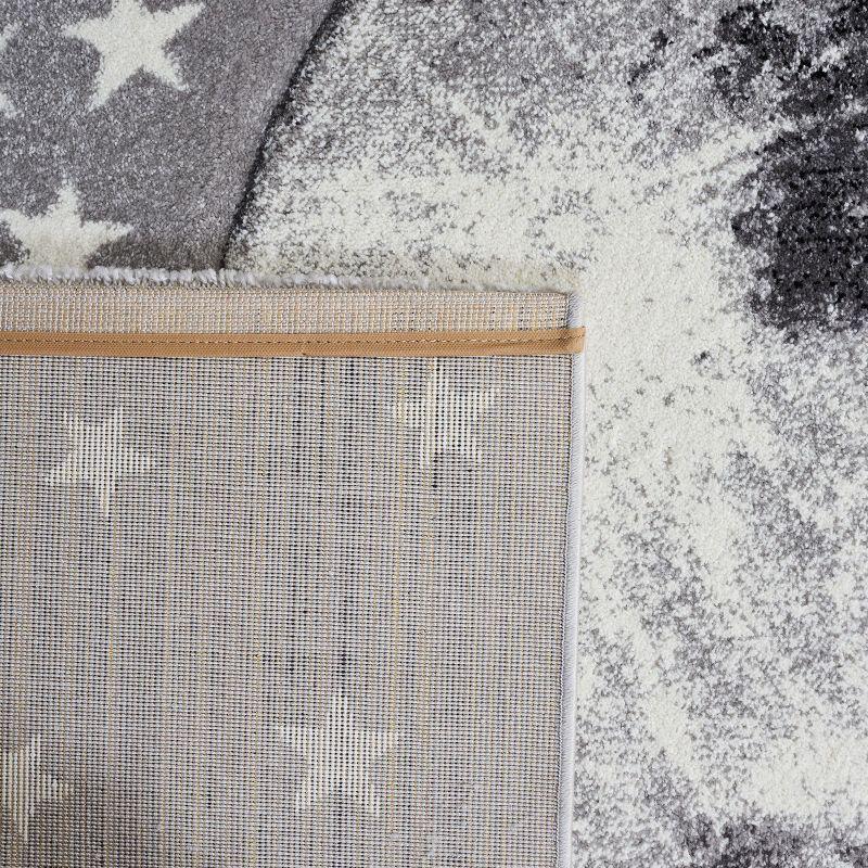 Starlight Whimsy Kids Light Grey/White Synthetic Area Rug - 3'3" x 5'3"