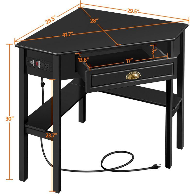 Yaheetech Corner Computer Desk Workstation with Power Outlet White