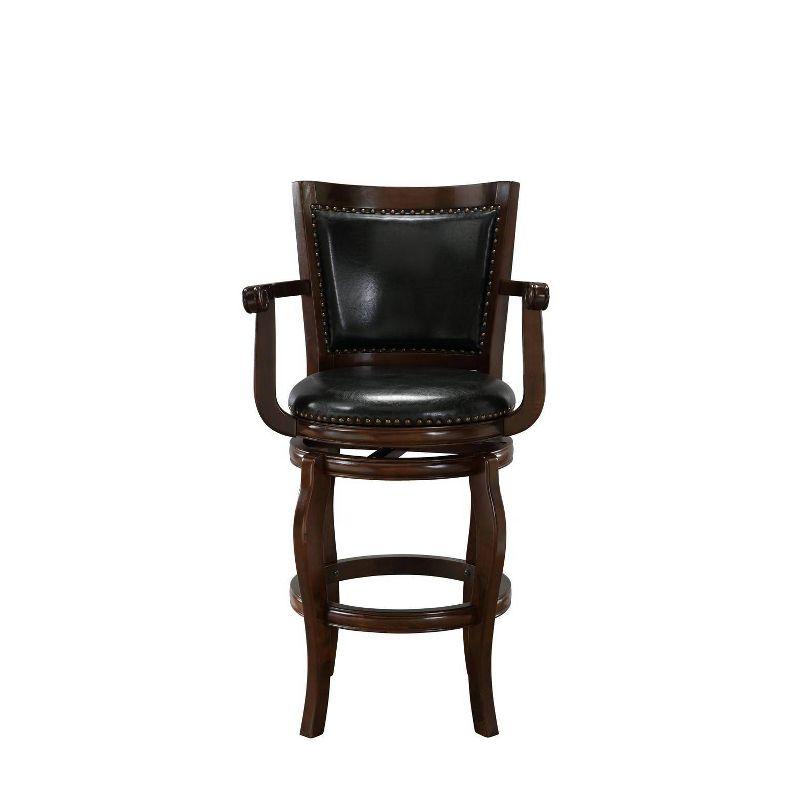 Cappuccino 43" Swivel Barstool in Faux Leather and Wood