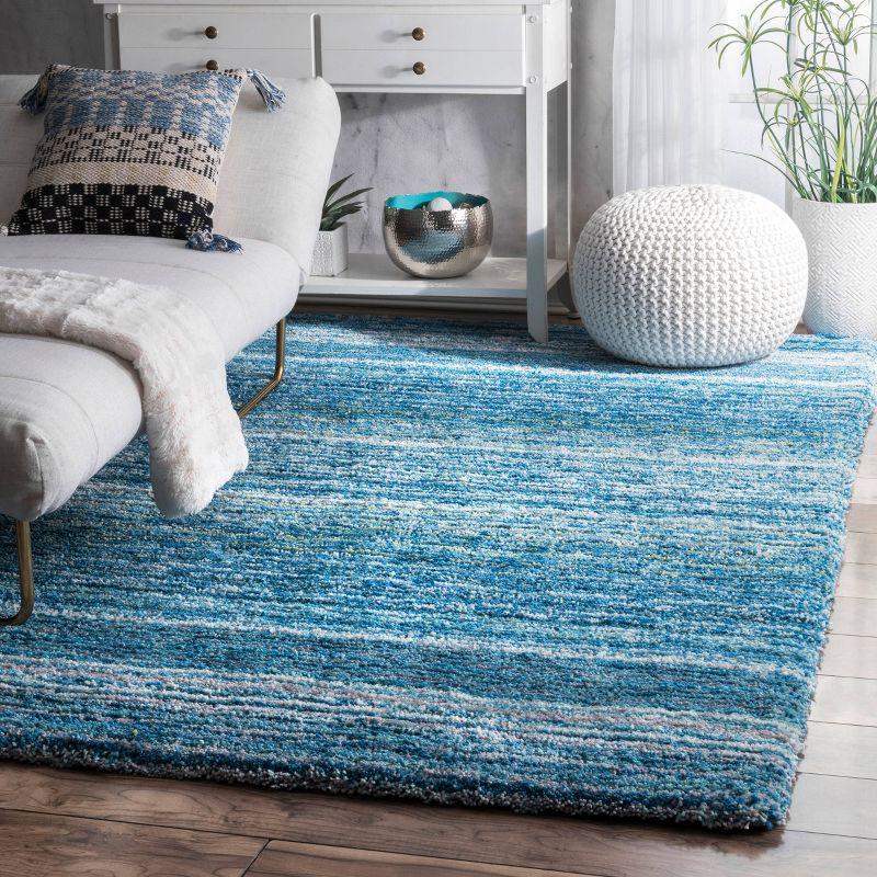 Sky Blue Handmade Tufted Shag Area Rug 4' x 6'