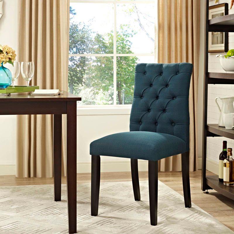 Azure Upholstered Tufted Parsons Side Chair with Wood Legs