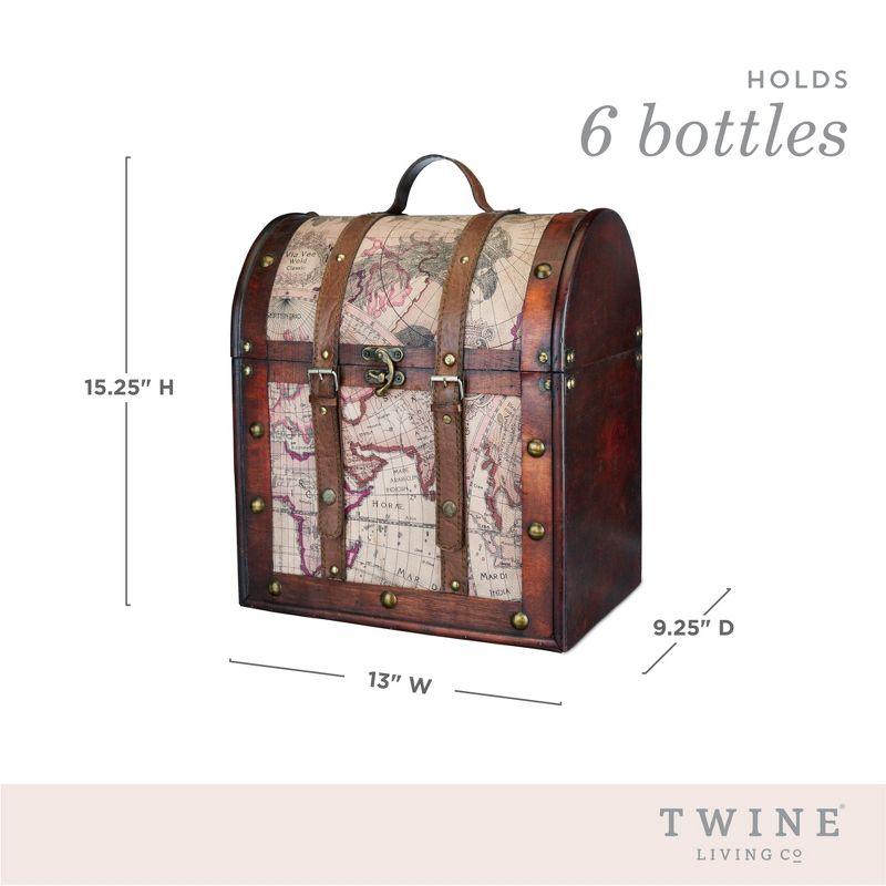 6 Bottle Old World Wooden Wine Box by Twine Living