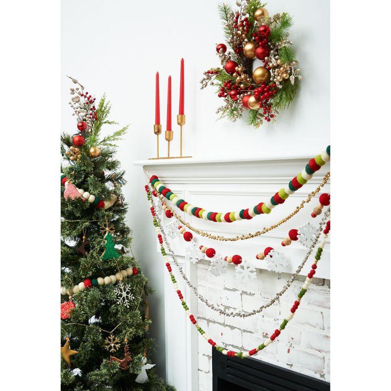 Festive Pine and Berry Holiday Wreath with Gold Accents