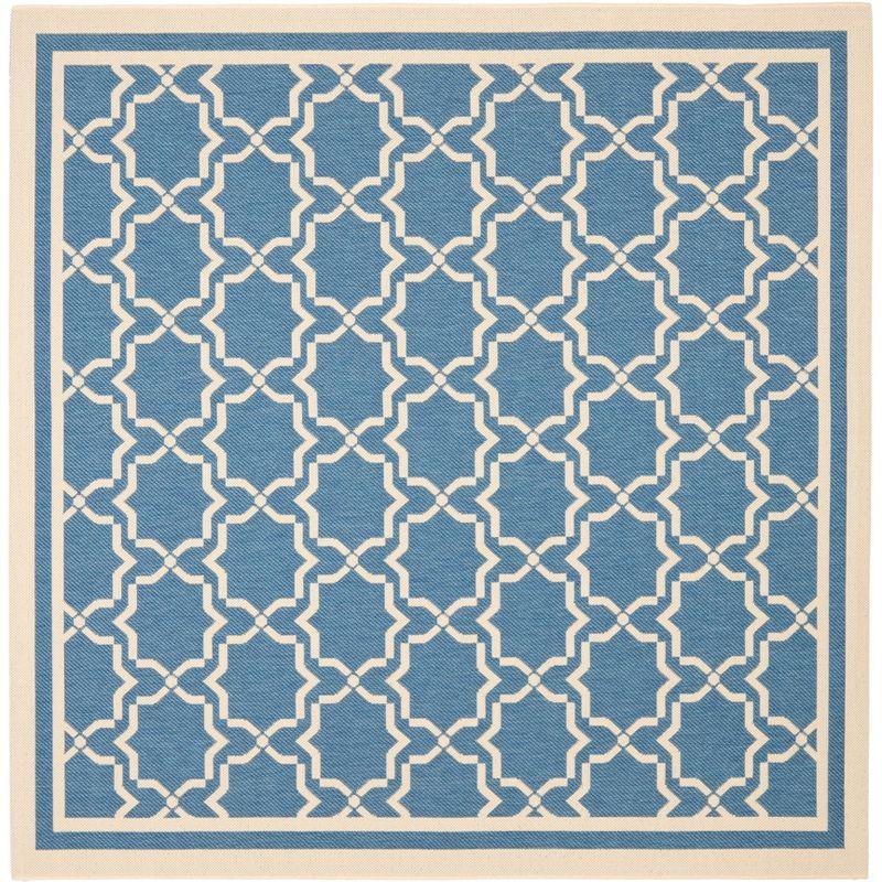 Courtyard CY6916 Power Loomed Indoor and Outdoor Area Rug - Blue/Beige - 7'10"x7'10" - Safavieh