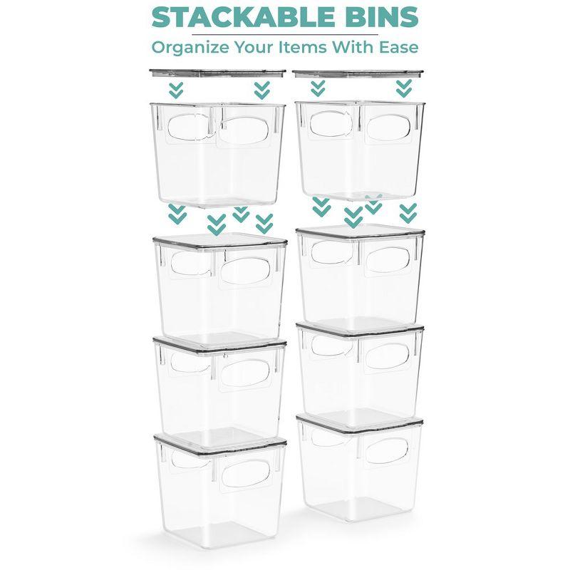 Sorbus Clear Stackable Small Plastic Storage Bins with Lids - 4 Pack