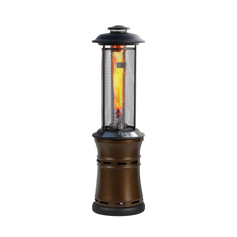 Heatmaxx 36000 BTU Gas Floor Standing Dancing Flame Outdoor Patio Portable Heater Bronze