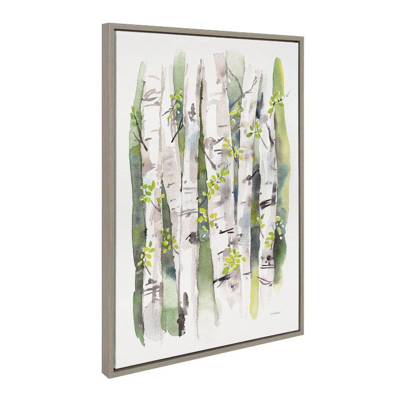 23" x 33" Sylvie Summer Birches by Patricia Shaw Framed Wall Canvas Gray - Kate & Laurel All Things Decor: Patricia Shaw Nature Art