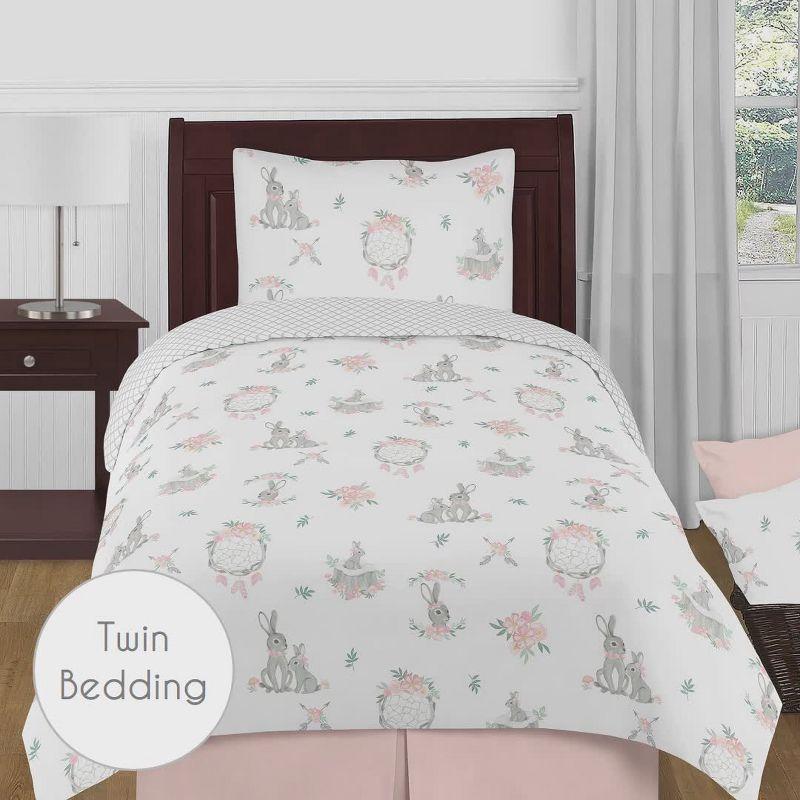 Bunny Floral 4 Piece Crib Bedding Set