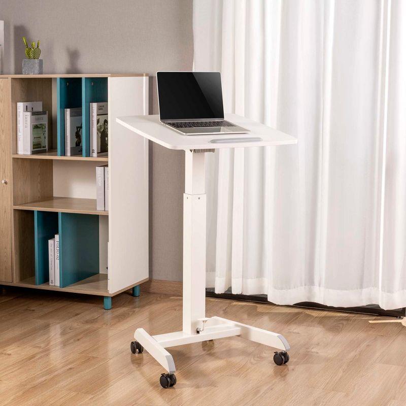 Cruizer 360 Tilting Mobile Podium with Pneumatic Height Adjustments – White – Stand Steady