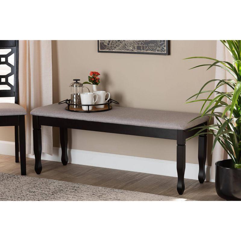 Charlton Home® Gethyn Grey Fabric Upholstered Bench With Dark Brown Finished Wood, 18.9'' H X 47.8'' W X 16.1'' D