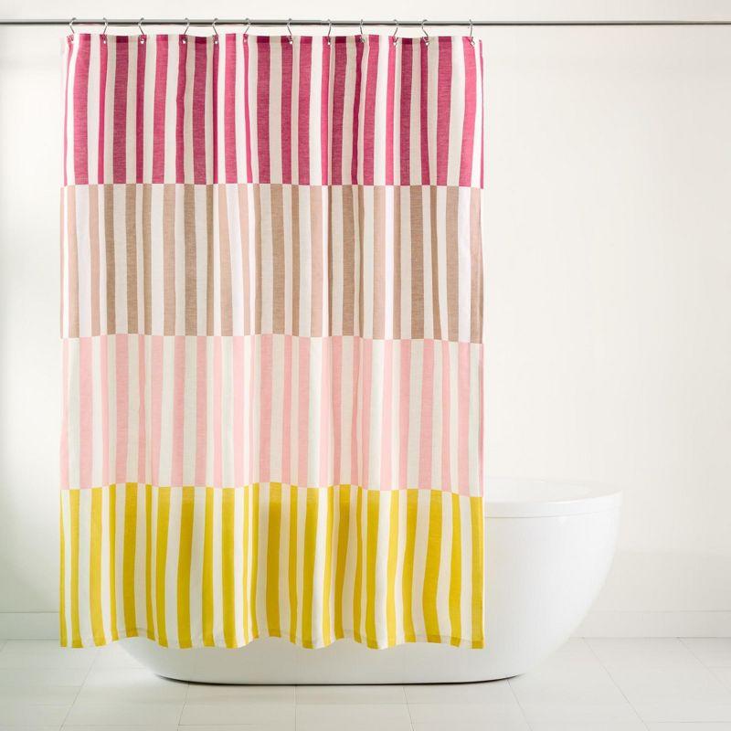 Town & Country Living Town & Country Play Adeline Offset Stripe Fabric Shower Curtain 70"X72"