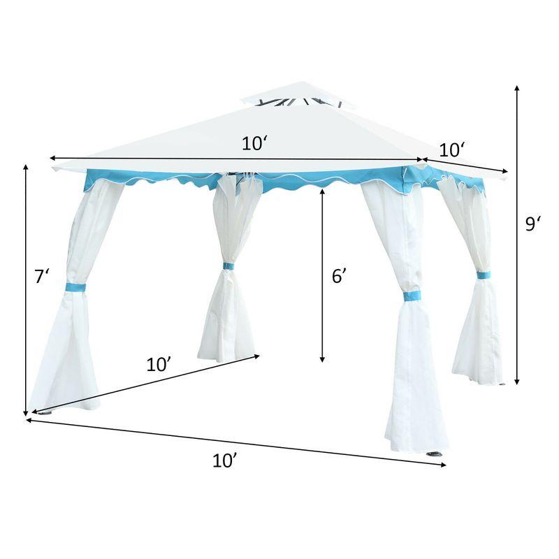 Costway 2 Tier 10'x10' Patio Gazebo Canopy Tent Steel Frame Shelter Awning W/Side Walls