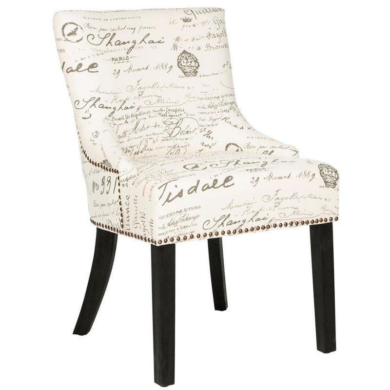Lotus 19''H Side Chair (Set Of 2) with Brass Nail Heads - White/Grey - Safavieh