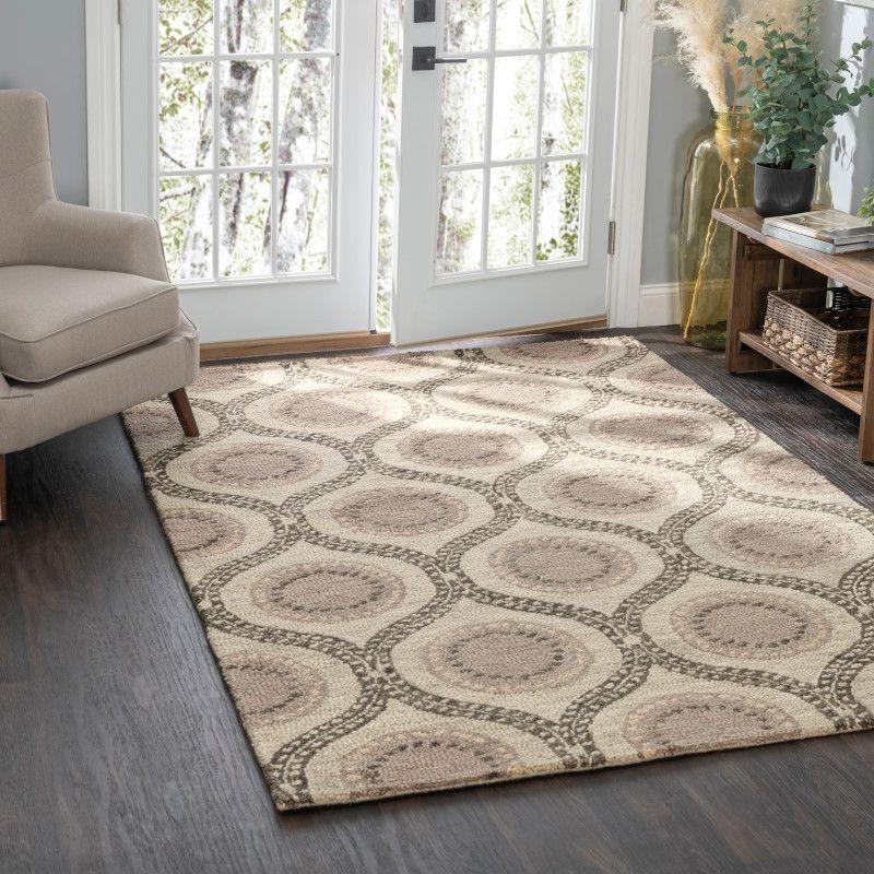 Gray Medallion Hand Tufted Wool 8' x 10' Rug