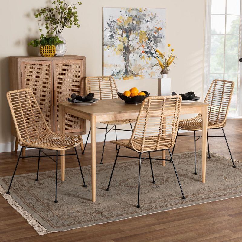 Manhattan Natural Oak and Rattan 5-Piece Dining Set