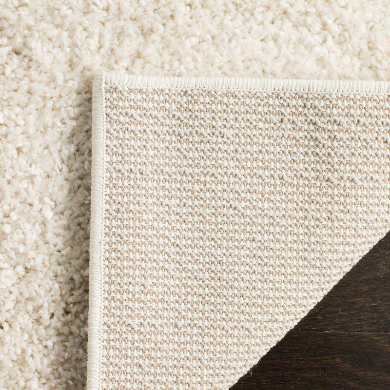 Cream Rectangular Shag Wool Area Rug