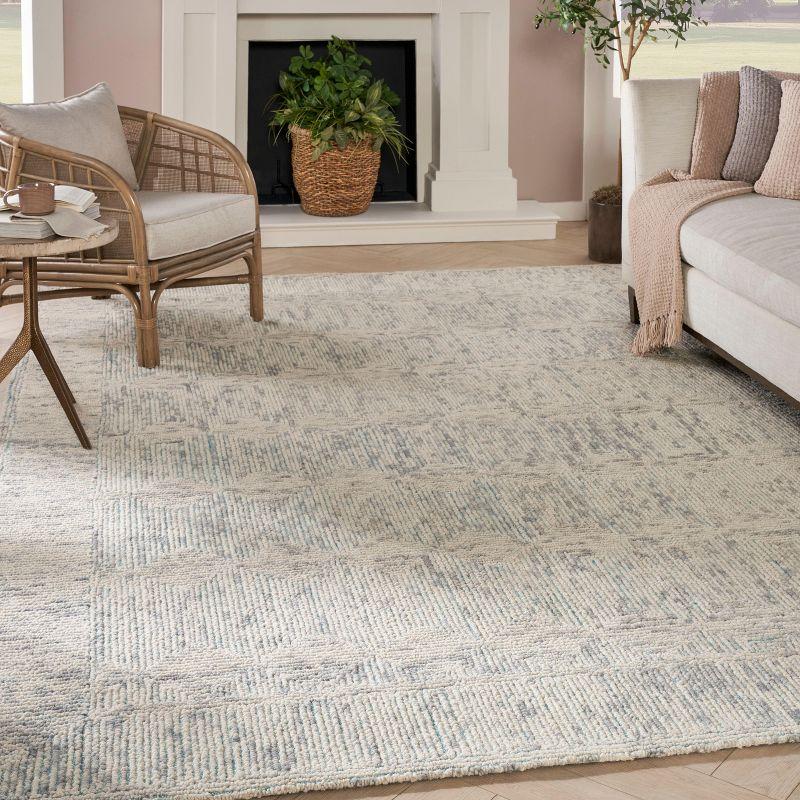 Nourison Vail Contemporary Indoor Area Rug Ivory/Grey/Teal 7'9" x 9'9"