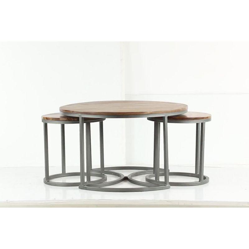 Set of 3 Contemporary Metal Coffee Tables Brown - Olivia & May