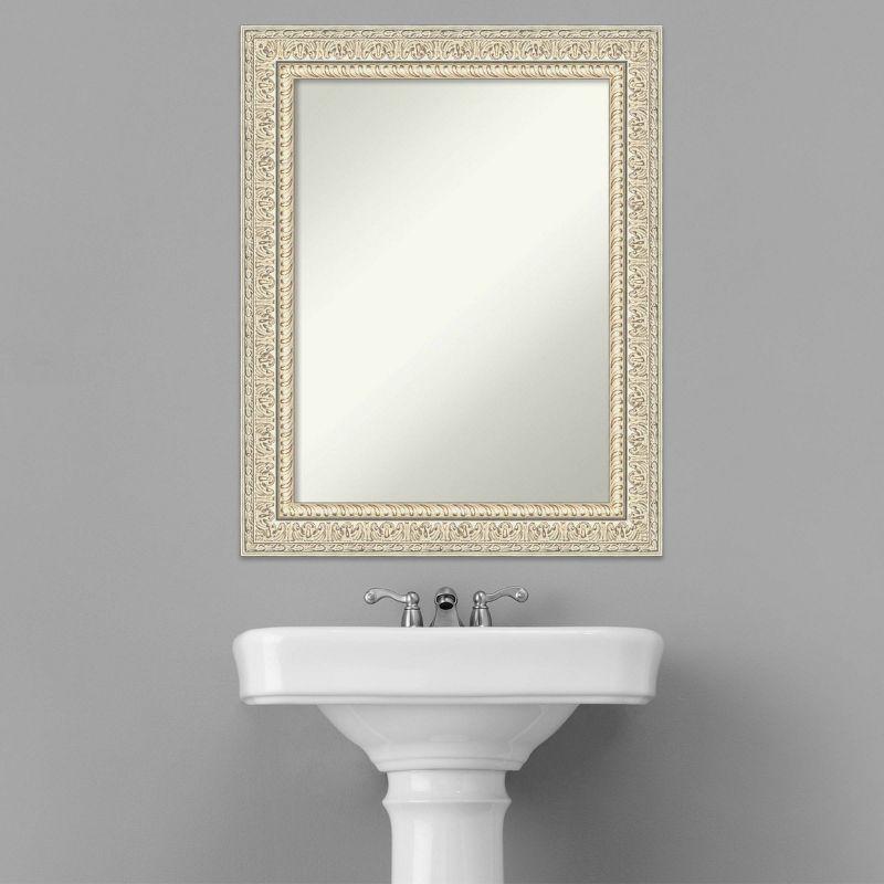 24" x 30" Fair Baroque Wood Wall Mirror, Cream - Amanti Art: Rectangle, No Assembly Required