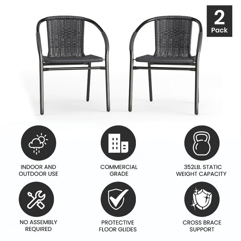 Gray Rattan Stackable Patio Dining Chairs, Set of 2