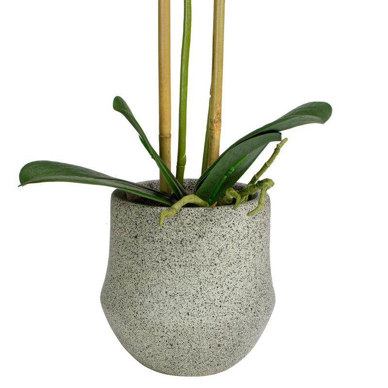 Northlight Real Touch™️ Purple Artificial Orchid Plant with a Gray Stone Pot - 14"