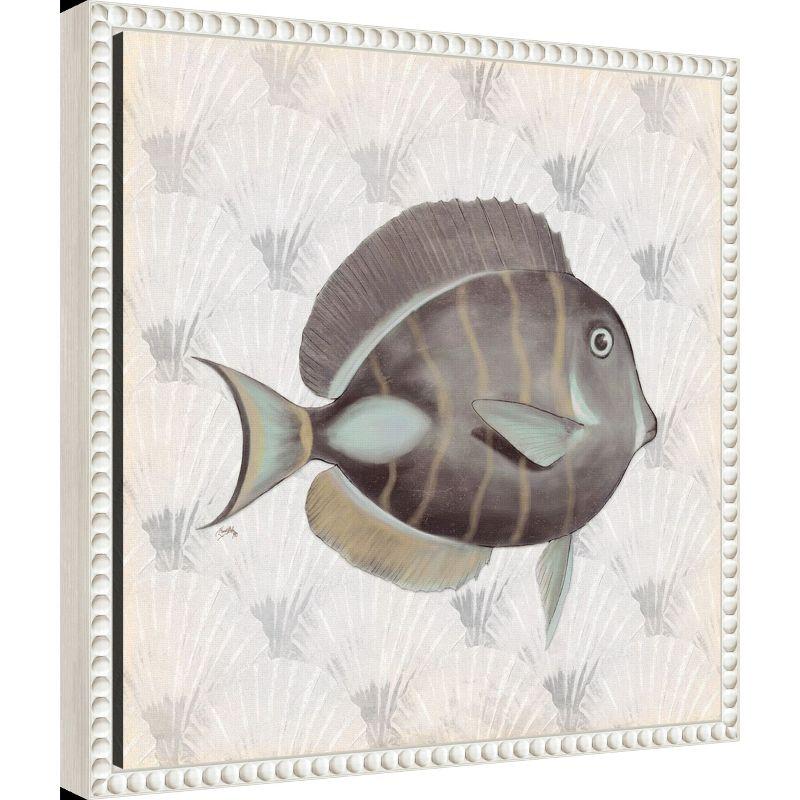 Amanti Art Neutral Vintage Fish II by Elizabeth Medley Canvas Wall Art Print Framed 16 x 16-in.