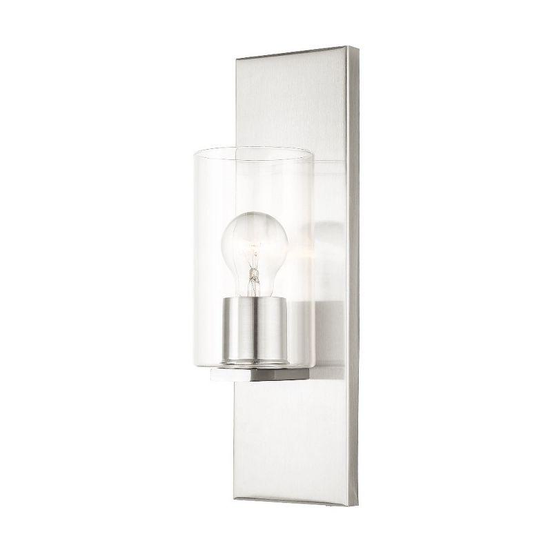 Brushed Nickel Clear Glass Direct Wired Wall Sconce