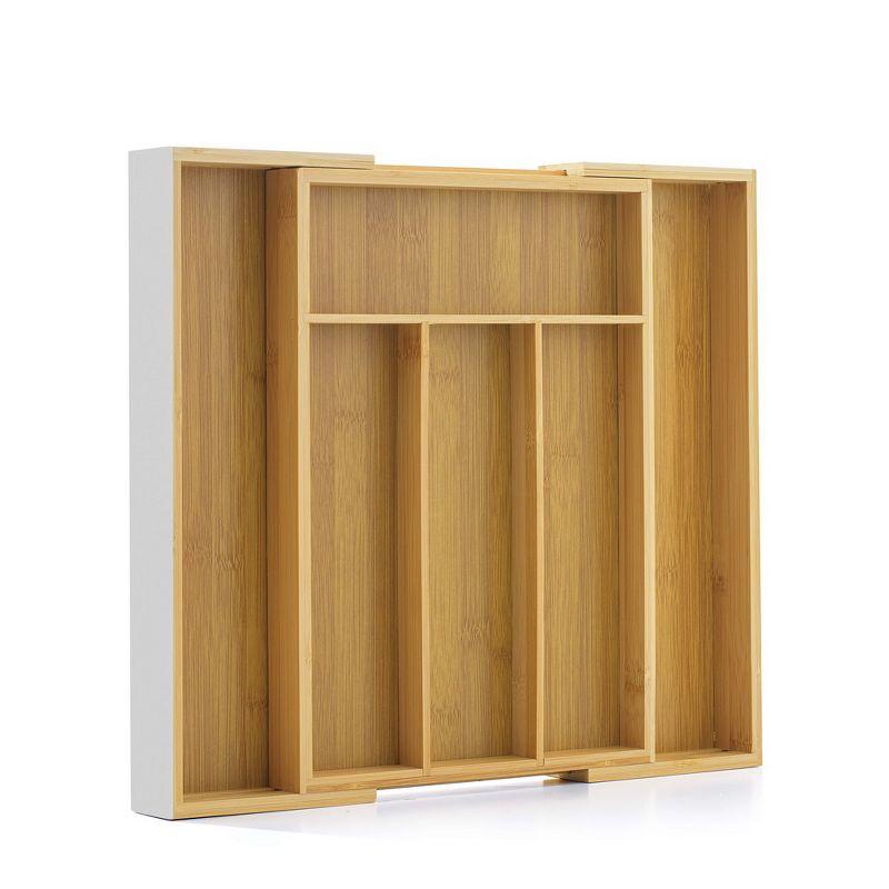 JoyJolt JoyJolt Bamboo Expandable Flatware Drawer Organizer for Kitchen Utensils