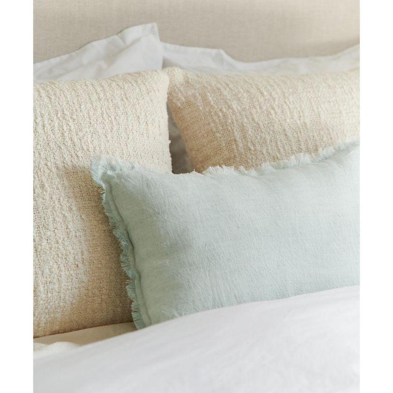 Light Aqua Fringe Soft Linen Pillow