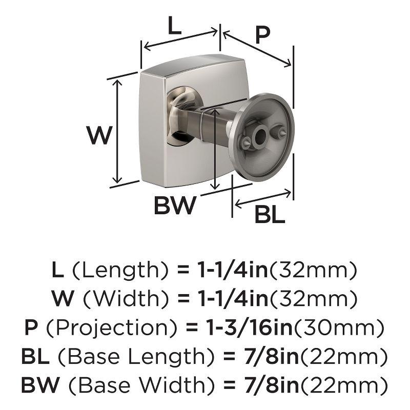 Polished Nickel Square Cabinet Knob with Mounting Hardware