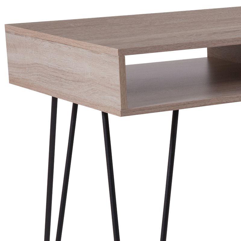 Flash Furniture Franklin Oak Wood Grain Finish Computer Table with Black Metal Legs