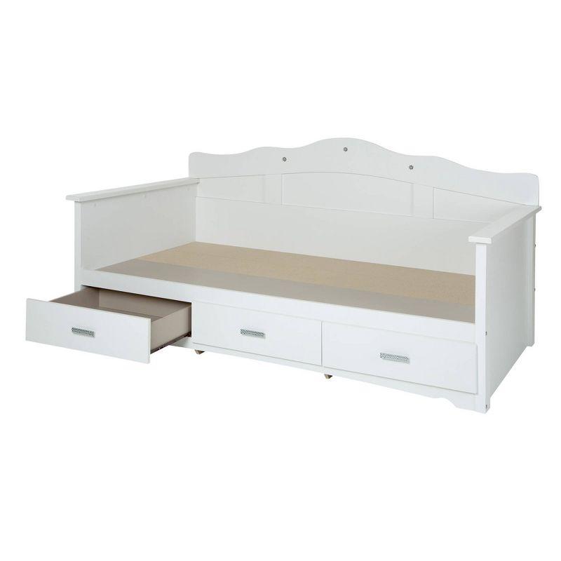 Twin White Princess Daybed with Storage Drawers and Wood Frame