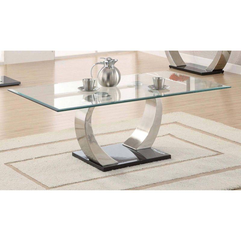 Coaster Pruitt Modern Glass Top Coffee Table Clear /Satin