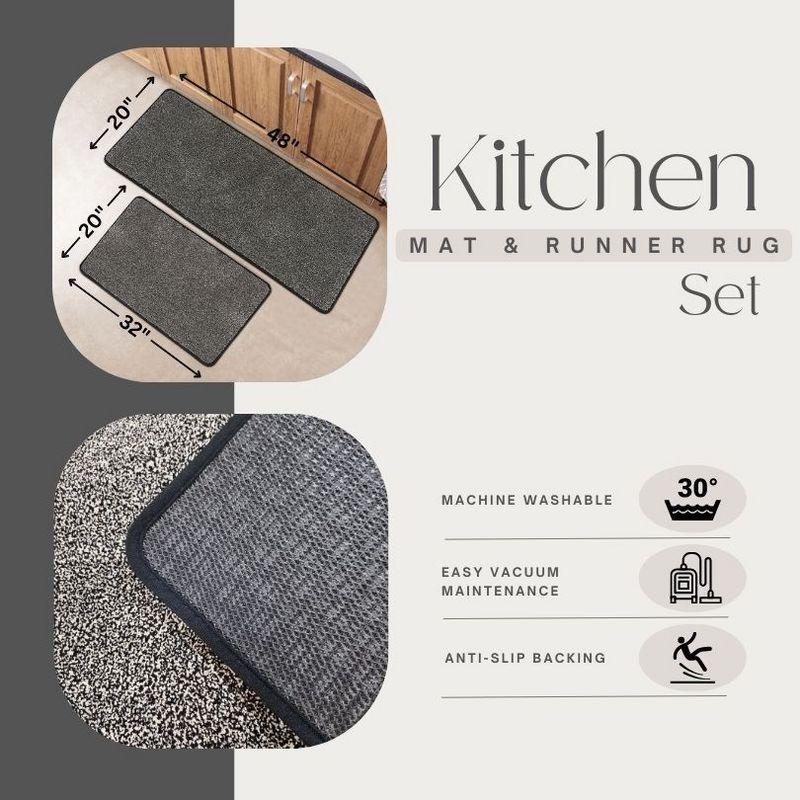 Speckled Kitchen Rug Set - 20x32 & 20x48 Inches Kitchen Mats, Super Soft, (Set of 2)