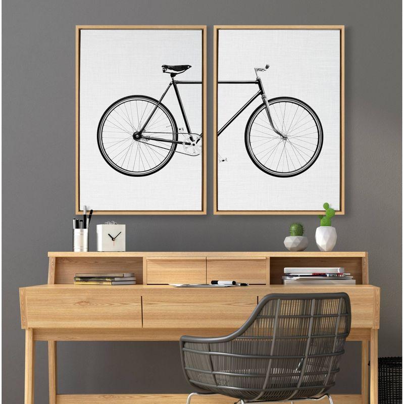2pc 23" x 33" Sylvie Bicycle by Simon Te of Tai Prints Framed Wall Canvas Natural - Kate & Laurel All Things Decor