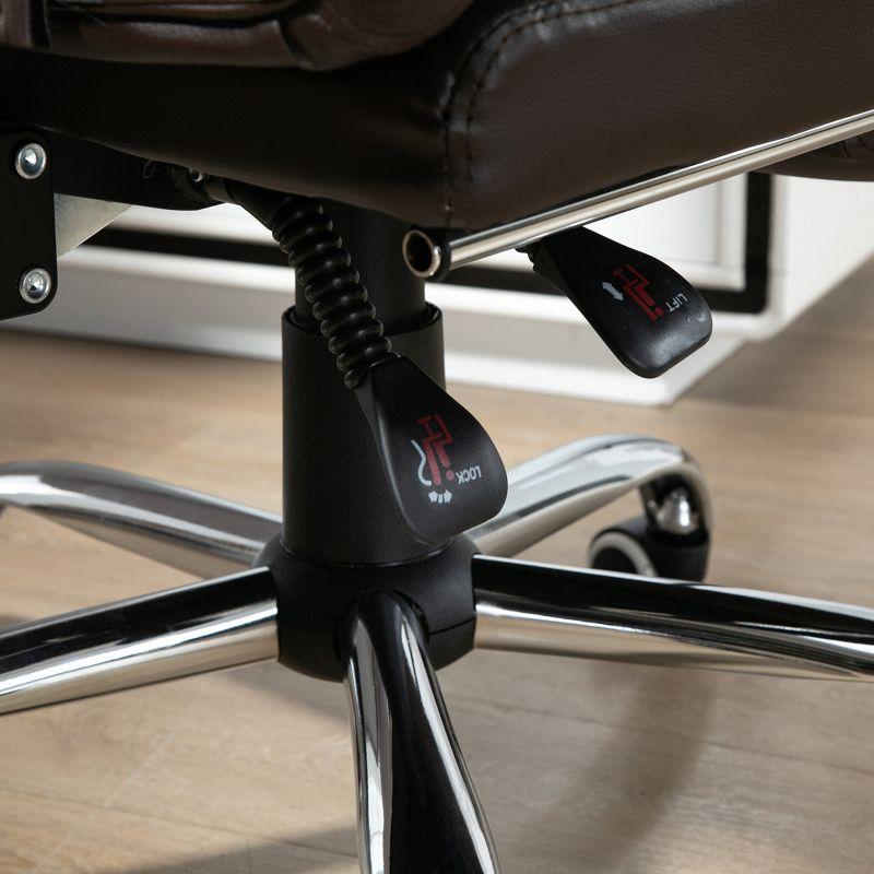 HOMCOM High-Back Executive Office Chair with Footrest, PU Leather Computer Chair with Reclining Function and Armrest, Ergonomic Office Chair, Coffee