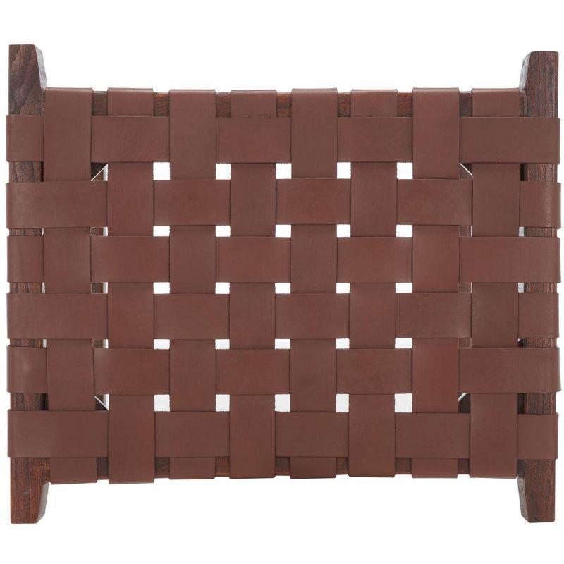 Abreu Rectangle Counter Stool - Cognac/Walnut - Safavieh