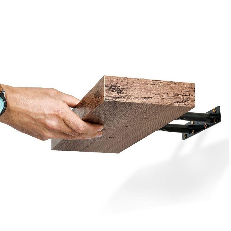 3 Pack 16 Inch Sorbus Rustic Floating Shelves - for Bedroom, Kitchen, Living Room, Office - Floating Shelf for Trophies, Books, Frames, etc