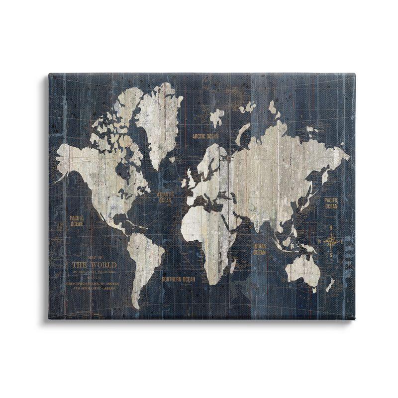 Stupell Industries Distressed Antique World Map Rustic Aesthetic by Wild Apple Portfolio - Graphic Art Print on Canvas